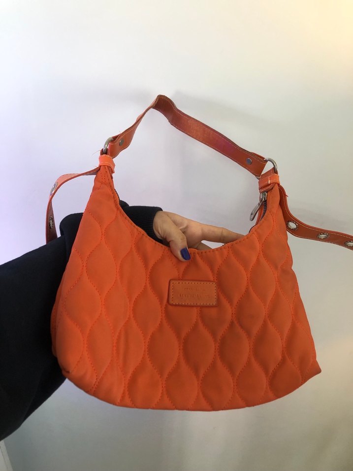 Turuncu Minimalist Deri Kadın Çanta - Görsel 4