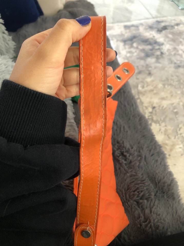 Turuncu Minimalist Deri Kadın Çanta - Görsel 2