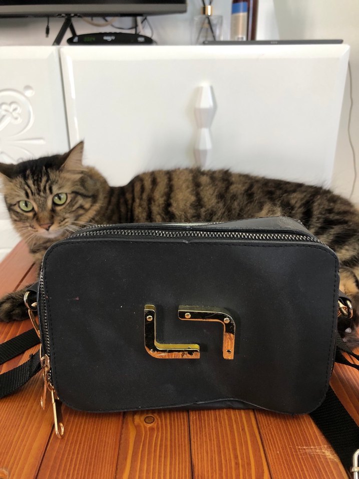 Tokalı Siyah Deri Kadın Çanta - Görsel 5