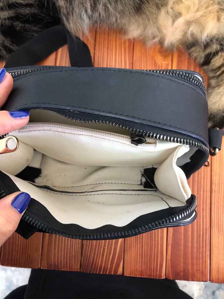 Tokalı Siyah Deri Kadın Çanta - Görsel 2