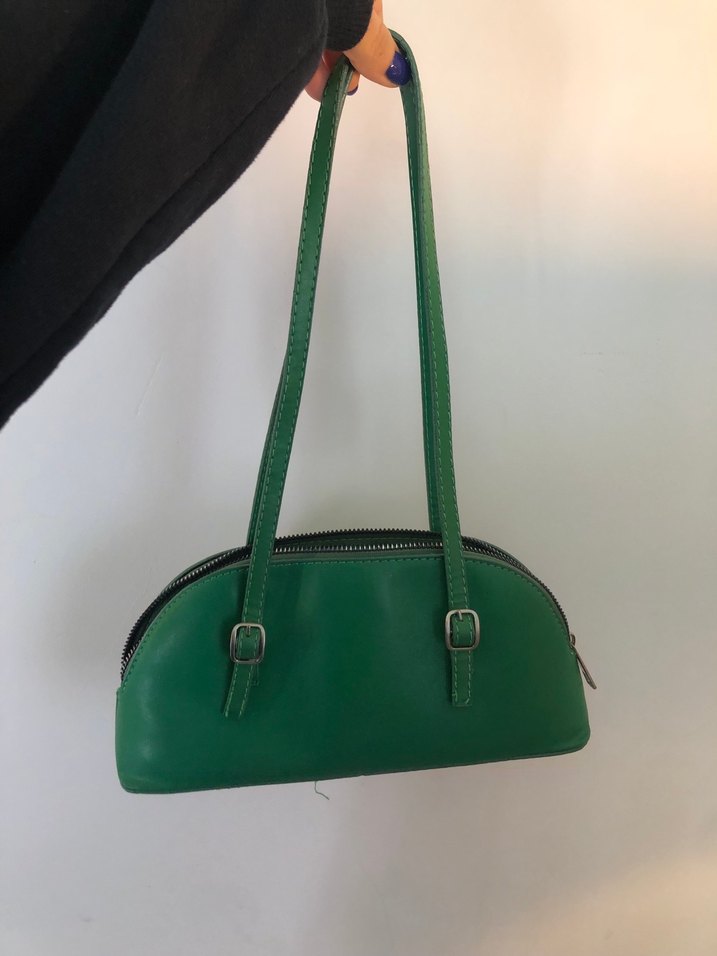 Yeşil Deri Kadın Çanta - Görsel 5