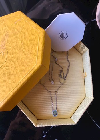 Gri Zincir Detaylı Midi Kadın Kolye- swaroski - Görsel 2