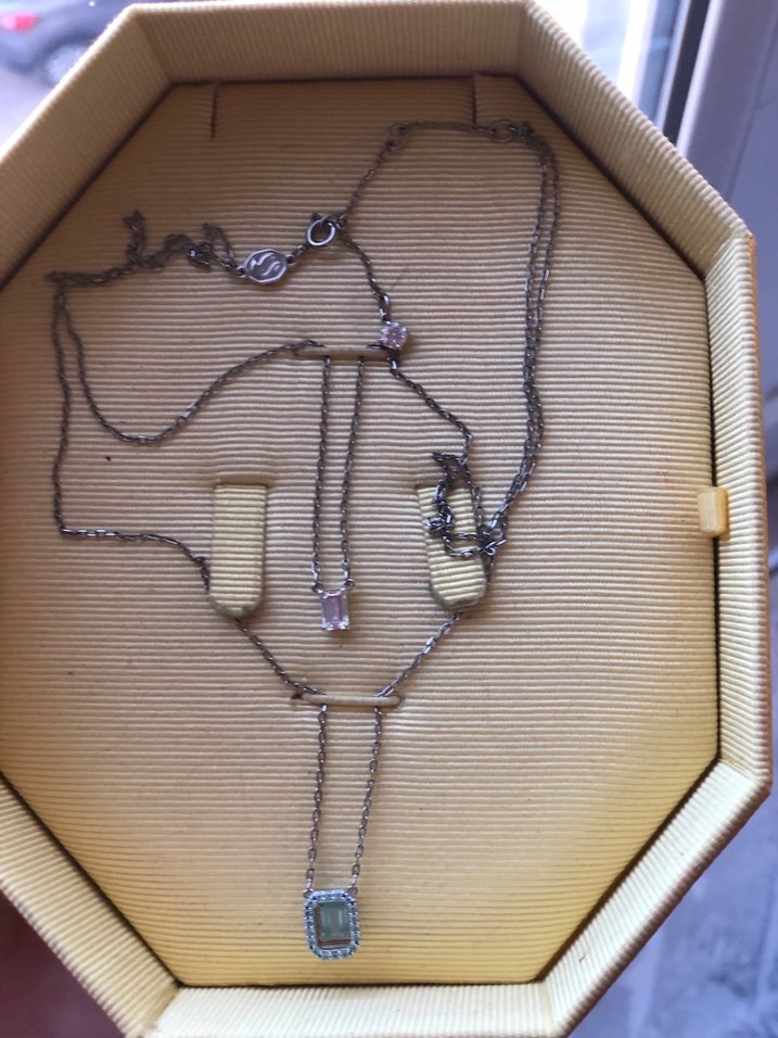 Gri Zincir Detaylı Midi Kadın Kolye- swaroski - Görsel 4