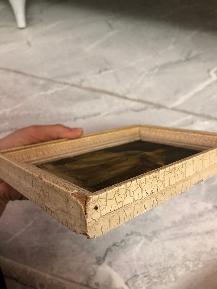 Beyaz Çatlak Desenli Çerçeveli- ANTİKA TABLO - Görsel 4