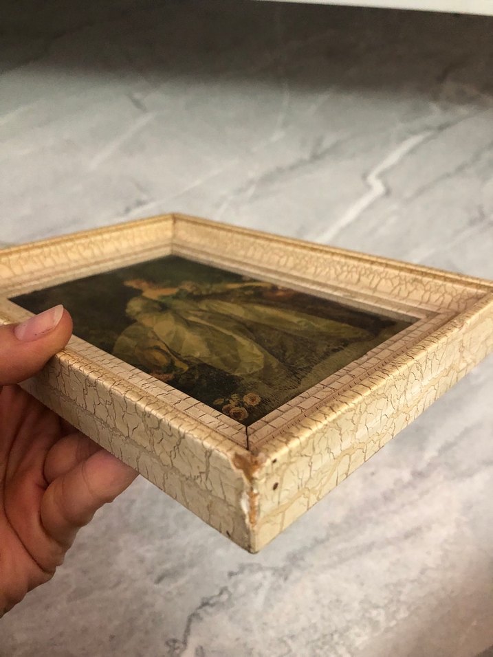 Beyaz Çatlak Desenli Çerçeveli- ANTİKA TABLO - Görsel 5