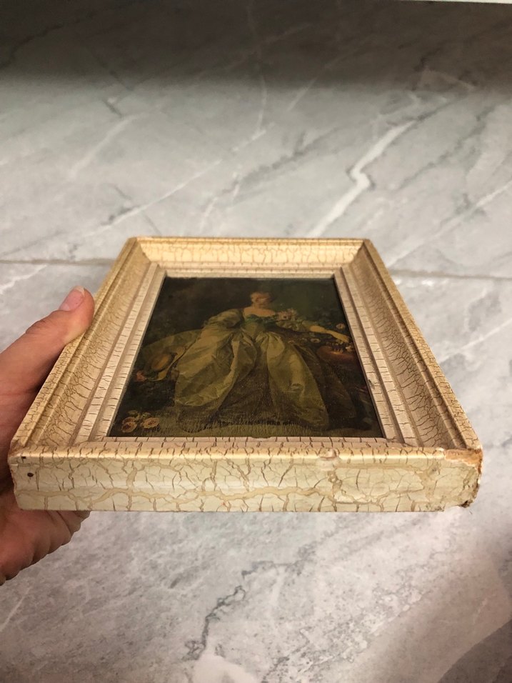 Beyaz Çatlak Desenli Çerçeveli- ANTİKA TABLO - Görsel 3