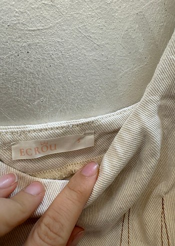 Bej Keten Midi Elbise - Görsel 2