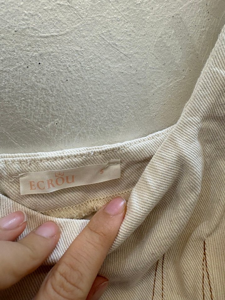 Bej Keten Midi Elbise - Görsel 2