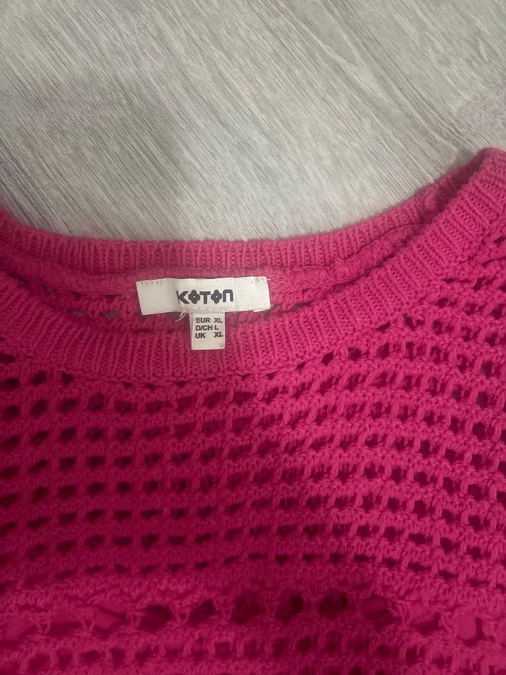 Pembe Örgü Crop Top - Görsel 4