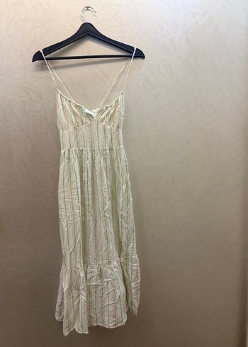 Beyaz İnce Askılı Uzun Bohem Elbise - Görsel 2