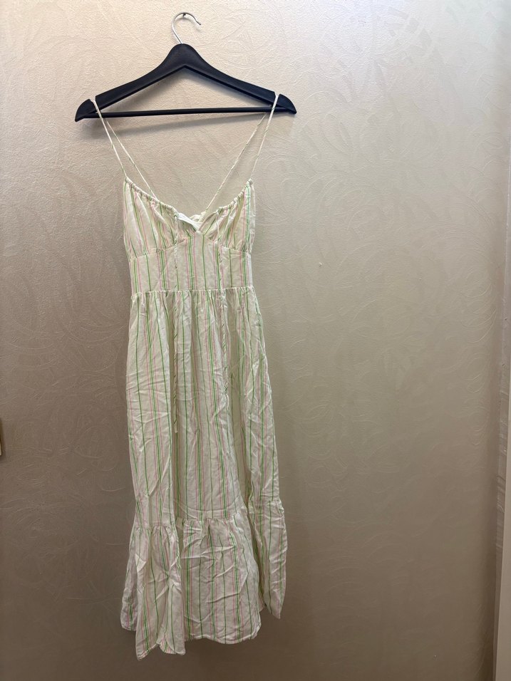 Beyaz İnce Askılı Uzun Bohem Elbise - Görsel 2