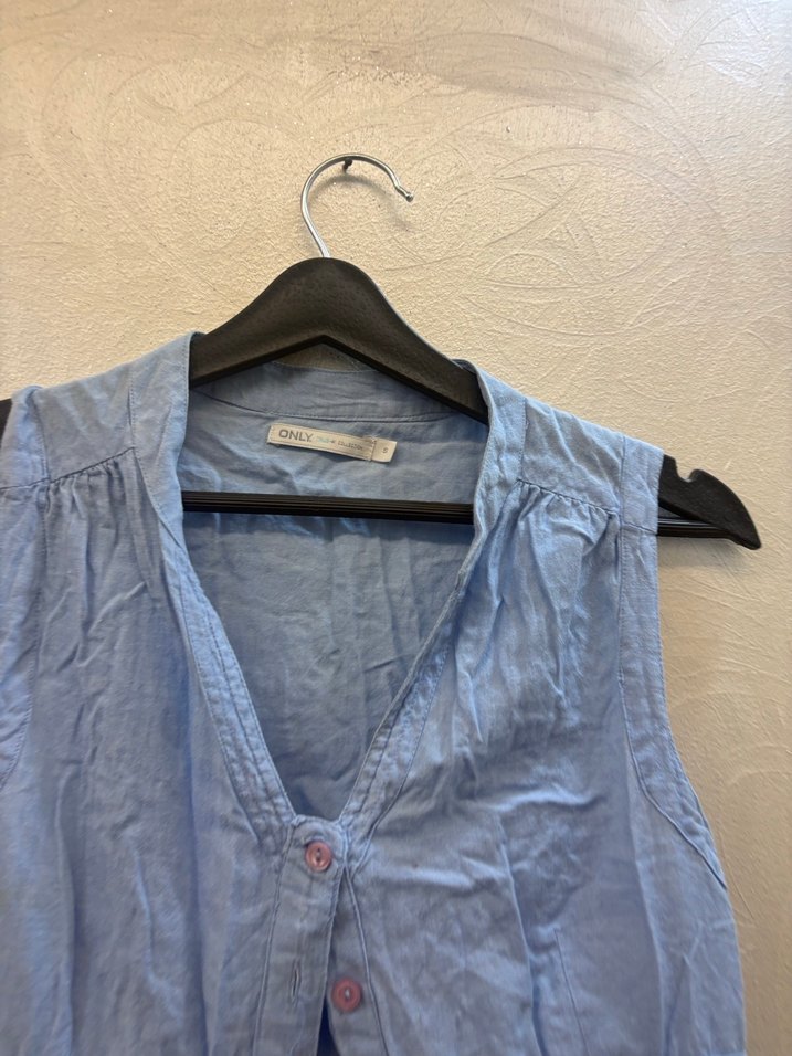 Mavi Keten Midi Bohem Elbise - Görsel 2