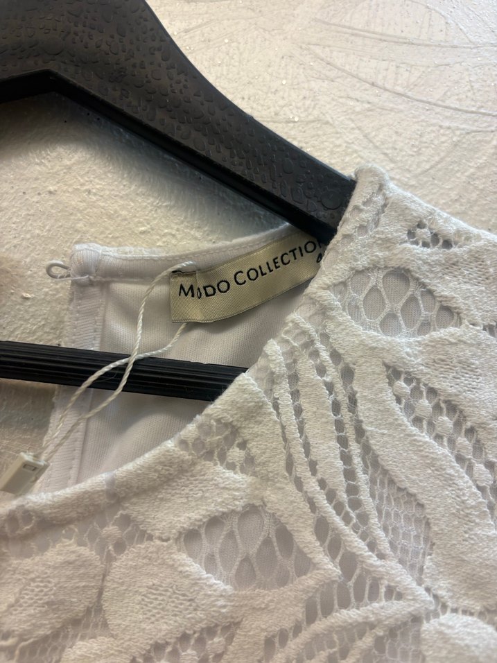 Dantel İşlemeli Beyaz Midi Bohem Elbise - Görsel 2