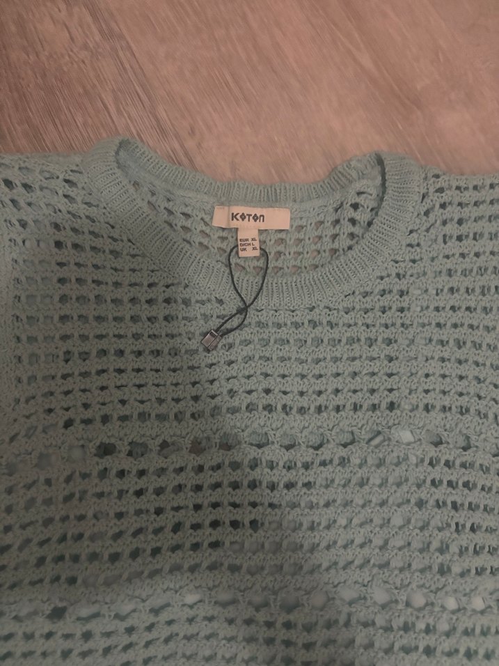 Dantel Detaylı Bej Mini Triko Crop Top - Görsel 4