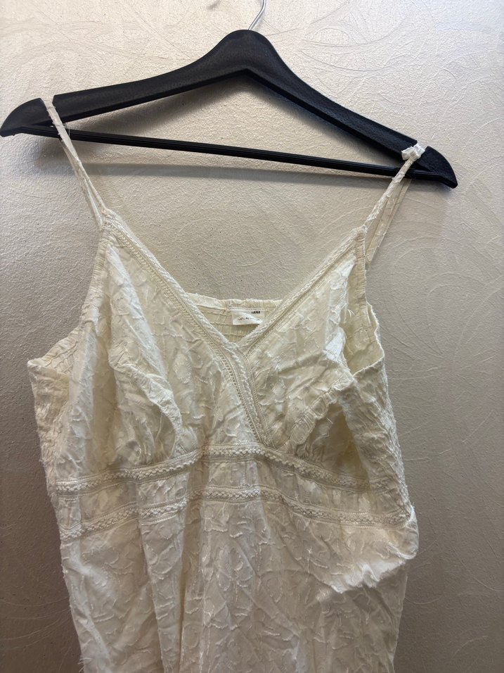 Beyaz Keten Uzun Bohem Elbise - Görsel 2