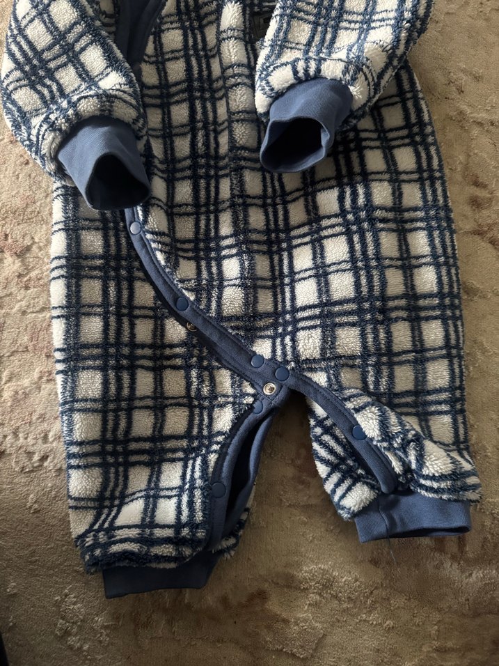 Ekose Desenli Gri Bebek Tulumu - Görsel 4