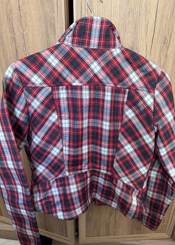 Bordo Ekose Desenli Kadın Ceket - Görsel 4