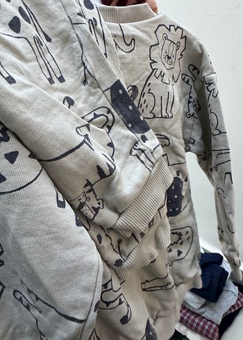 Gri Erkek Çocuk Uzun Kollu Sweatshirt ve alt takım - Görsel 5