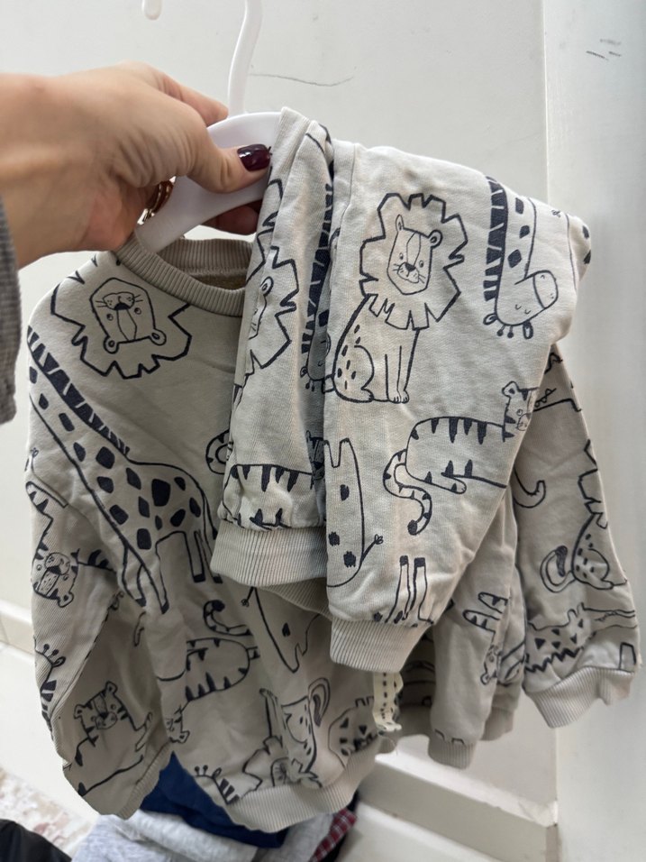 Gri Erkek Çocuk Uzun Kollu Sweatshirt ve alt takım - Görsel 2