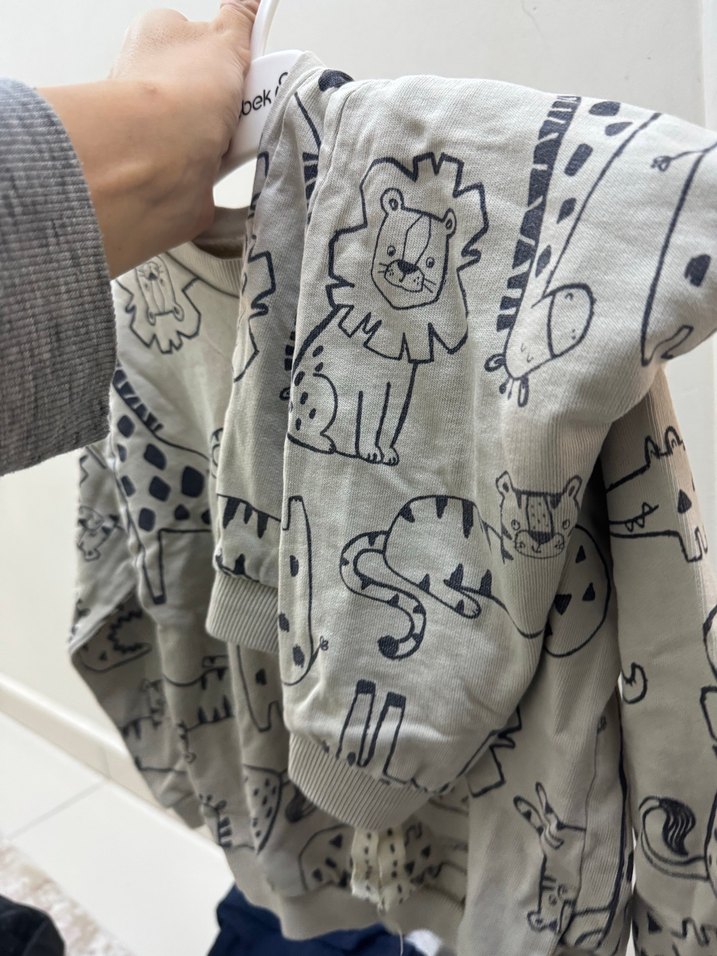 Gri Erkek Çocuk Uzun Kollu Sweatshirt ve alt takım - Görsel 4