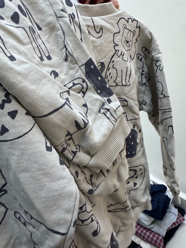 Gri Erkek Çocuk Uzun Kollu Sweatshirt ve alt takım - Görsel 5