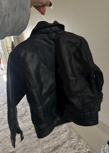 Erkek Çocuk Siyah Deri Biker Ceket - Görsel 3
