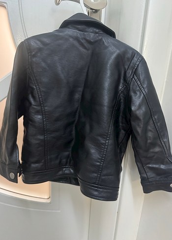 Erkek Çocuk Siyah Deri Biker Ceket - Görsel 6