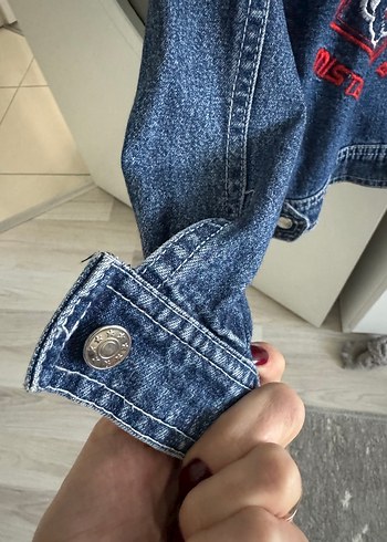 Kız Çocuk Gri Mavi Kot Ceket - Görsel 3