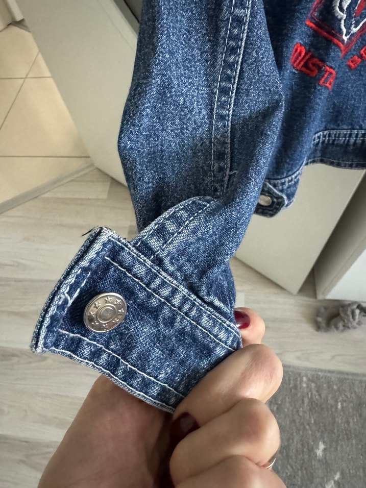 Kız Çocuk Gri Mavi Kot Ceket - Görsel 3