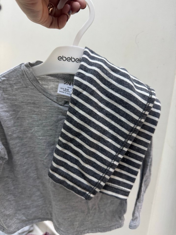 Gri V Yaka Uzun Kollu Hamile Hırkası - Görsel 4