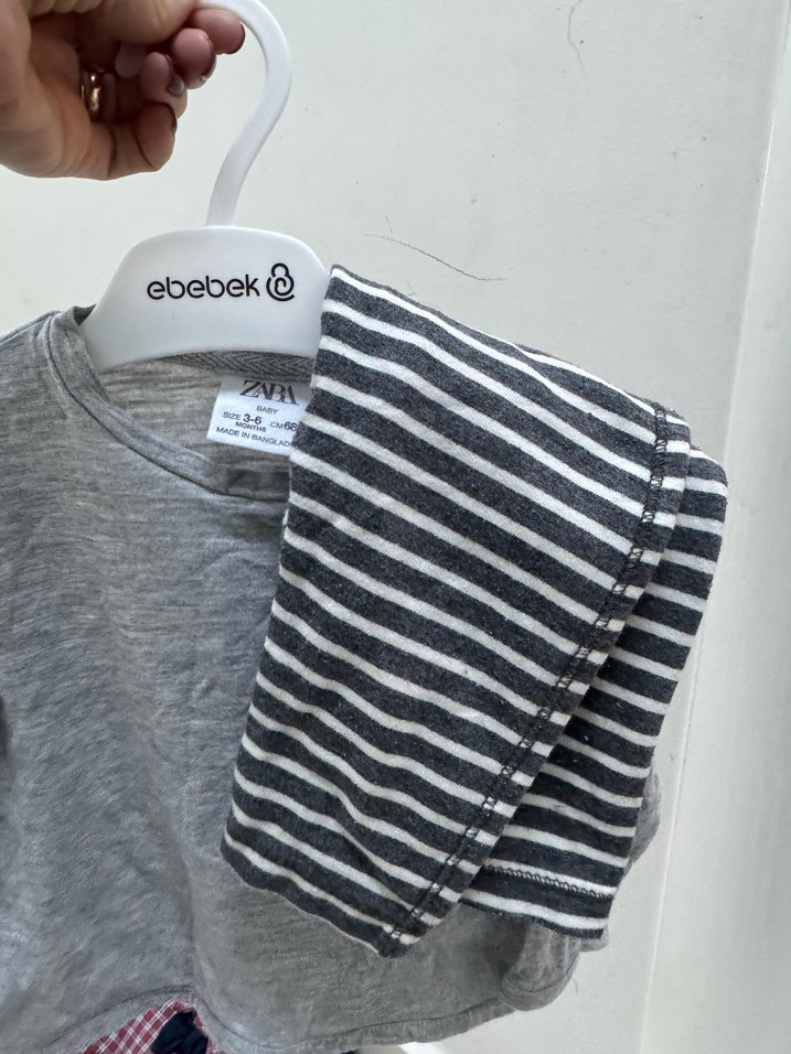 Gri V Yaka Uzun Kollu Hamile Hırkası - Görsel 3