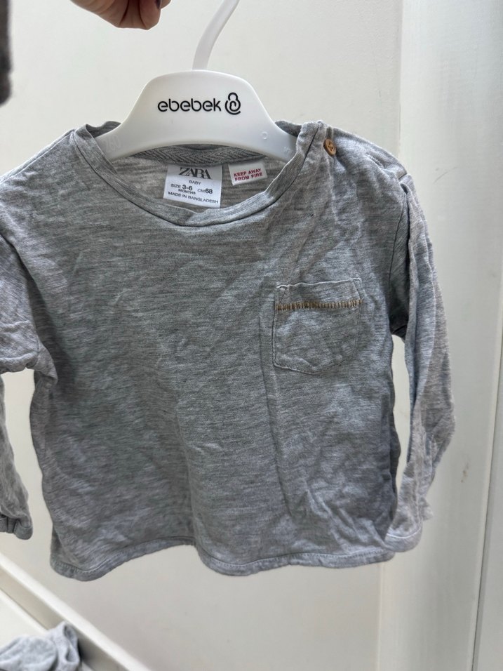 Gri V Yaka Uzun Kollu Hamile Hırkası - Görsel 5