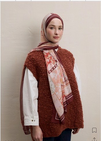 Fresh Scarfs Lilies Desen İpek Krep Şal Kiremit
