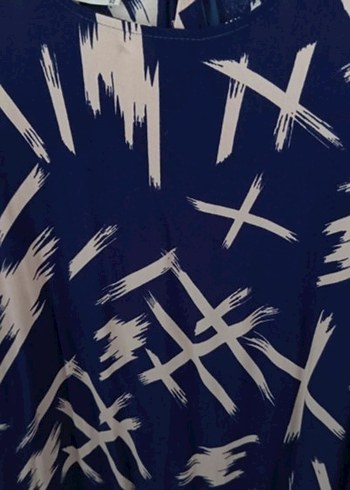 Mavi Desenli Uzun Kadın Elbise - Görsel 5