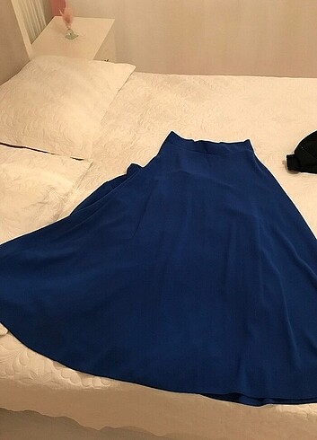 Uzun Kollu, Salaş Mavi  belden bağlamalı Uzun Elbise - Görsel 2