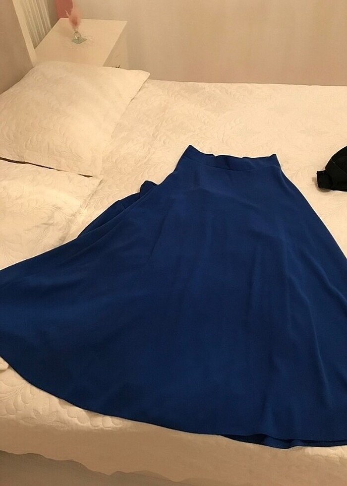 Uzun Kollu, Salaş Mavi  belden bağlamalı Uzun Elbise - Görsel 2