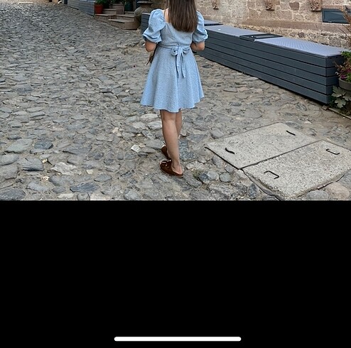 m Beden mavi Renk Trendyolmilla mavi kareli elbise