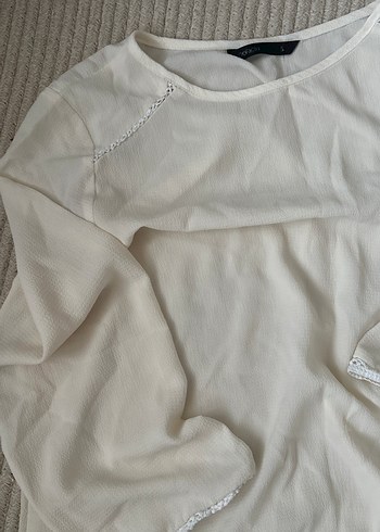 Kadın  Beyaz Uzun Kollu Bluz - Görsel 2