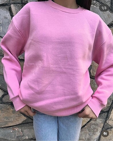 Sıcacık oversize sweatshirt?izin pembe rengi ????????