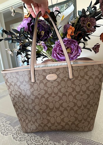 COACH City Bag Kahverengi Baskılı Kadın Omuz Çantası orjinaldir