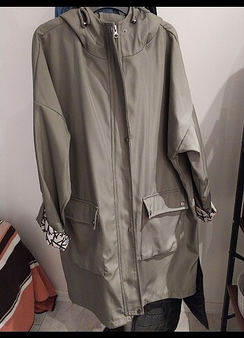 48 Beden haki Renk Trench yağmurluk