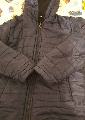 Erkek Çocuk Kapüşonlu Lacivert Fermuarlı Mont - Görsel 2