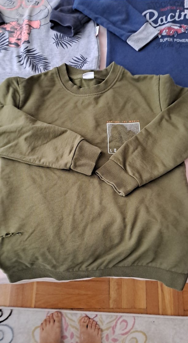 Gri Erkek Sweatshirt, Bisiklet Yaka, Rahat Kesim - Görsel 4