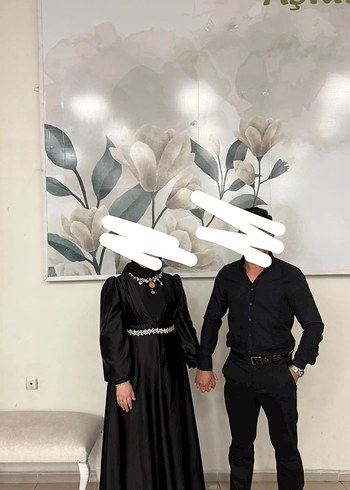 42 Beden Siyah Uzun Drapeli Gotik Abiye Elbise