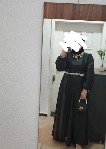 Abiye Siyah Uzun Drapeli Gotik Abiye Elbise