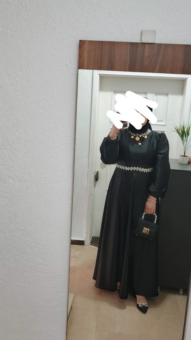 Siyah Uzun Drapeli Gotik Abiye Elbise - Görsel 2