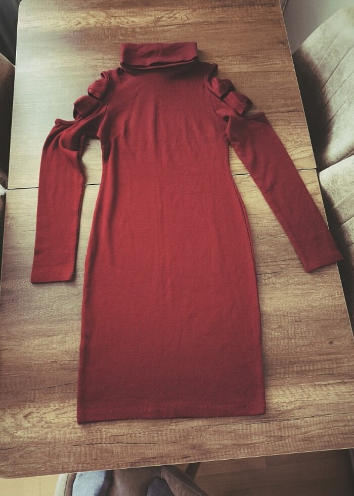 Bordo elbise - Görsel 3