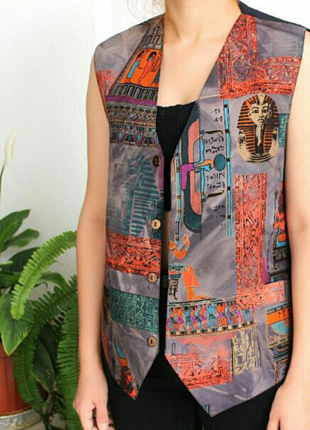 Egypt desenli vintage yelek 