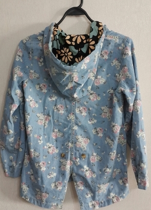 Markasız Ürün Floral desenli kapişonlu vintage ceket