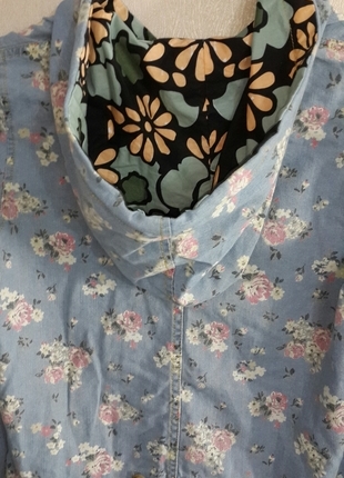 s Beden mavi Renk Floral desenli kapişonlu vintage ceket